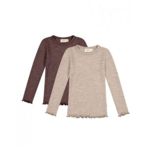 T-shirt I 1×1 Rib Med Lange Ærmer I 100% Merino Uld, Oeko-texÂ®, 2-pak