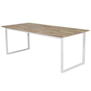VENTURE DESIGN Cirebon spisebord – natur teaktræ og hvid metal (200×90)