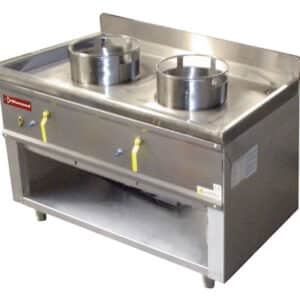 Wok-komfur med 2 brændere