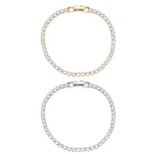 Armbånd, guld- eller sølvfarvet, mange glimtende sten, justerbar – Guld