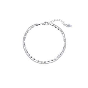 Halskæde, sølvfarvet, dobbelt, justerbar