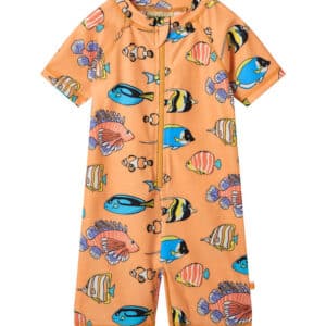 Småfolk Badeheldragt – UV50+ – Papaya m. fisk
