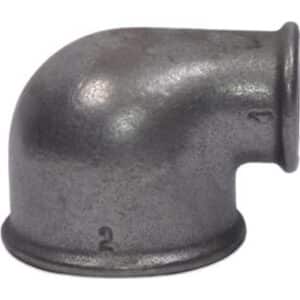Sort vinkel, muffe/muffe 2″ x 1 1/2″ – 90°