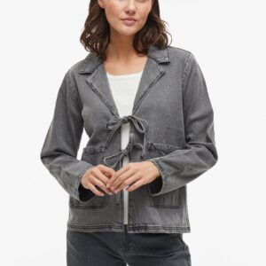 Vikiki Tie denimjakke – Dark Grey Denim