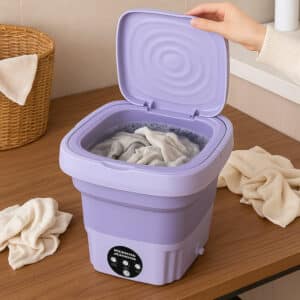 Bærbar & Sammenklappelig Vaskemaskine med Tørrefunktion – Grøn