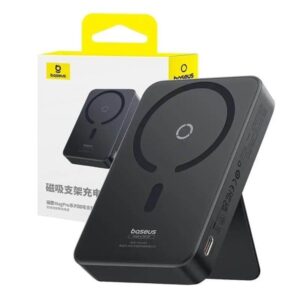 Baseus MagPro 5000mAh Wireless Fast Charging Power Bank PD 20W With Magnetic Stand – Black Powerbank – Sort – 5000 mAh