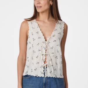 Bibi Embroidery Print top – Off White