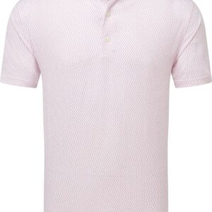 FootJoy Wiggle Print Lisle Herre Poloshirt – White/Light Pink – Str. L