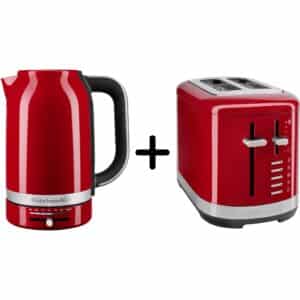 Kitchenaid 5KMT2109 Brødrister + 5KEK1701 Elkedel, rød